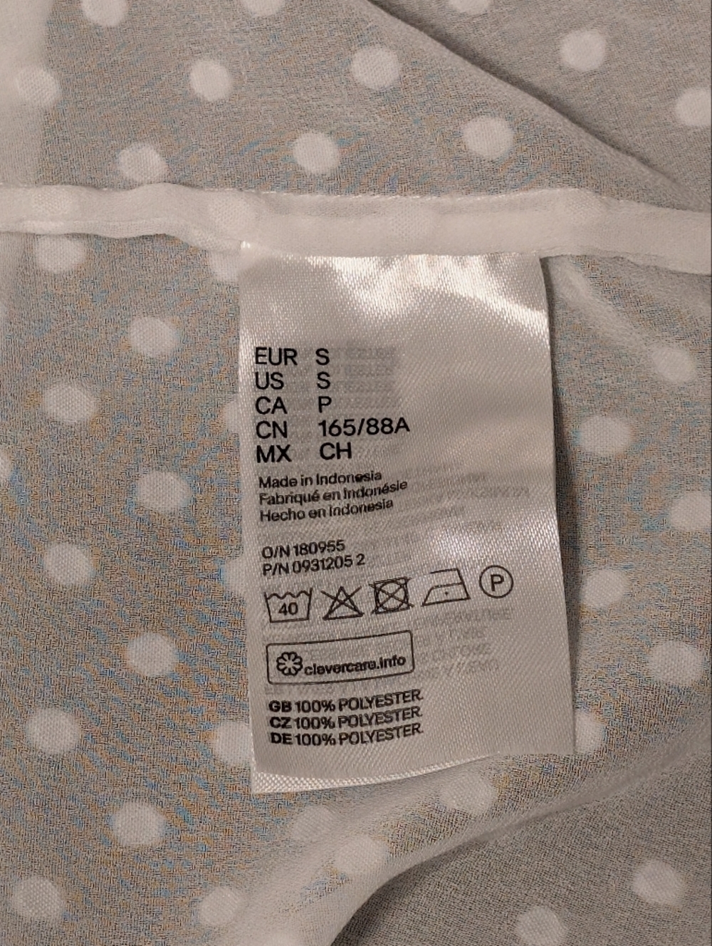 SALE -- H&M White Swiss Dot Sheer Blouse Long Sleeve V-Neck Top Women's Small - Picture 8 of 10